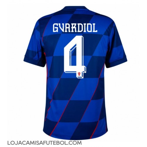 Camisa de Futebol Croácia Josko Gvardiol #4 Equipamento Secundário Europeu 2024 Manga Curta